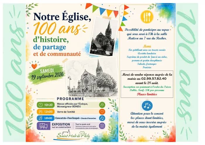 Illustration de l'événement : Notre église, 100 ans d'histoire, de partage et de communauté