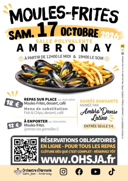 Illustration de l'événement : Journée Moules-Frites de l'OHSJA et soirée dansante à Ambronay