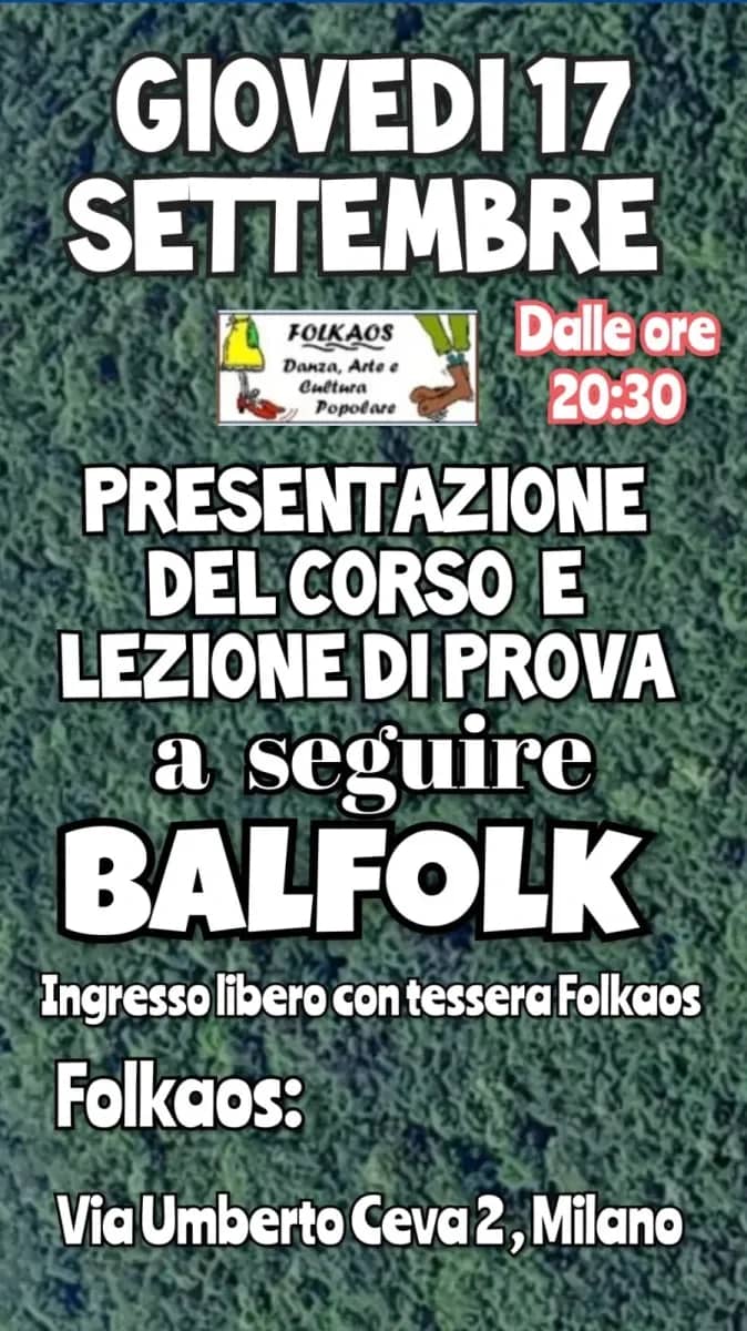 Illustration de l'événement : Presentazione del corso e lezione di prova