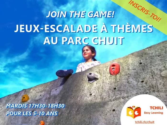 Illustration de l'événement : Cours Jeux-Escalade à Thèmes pour les 5-10 ans au parc Chuit - sessions d'automne