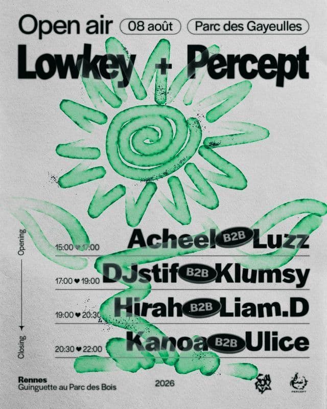 Illustration de l'événement : Open Air Lowkey + Percept 🌻