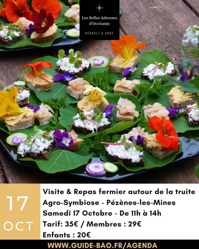 Illustration de l'événement : Visite et repas à la ferme autour de la truite / Agro-Symbiose à Pézènes-les-Mines