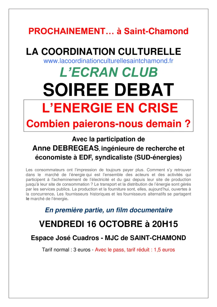 Illustration de l'événement : L'énergie en crise - Combien paierons-nous demain ?