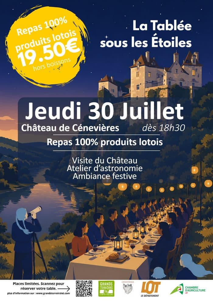 Illustration de l'événement : TABLEE SOUS LES ETOILES le 30 juillet au Château de Cenevieres