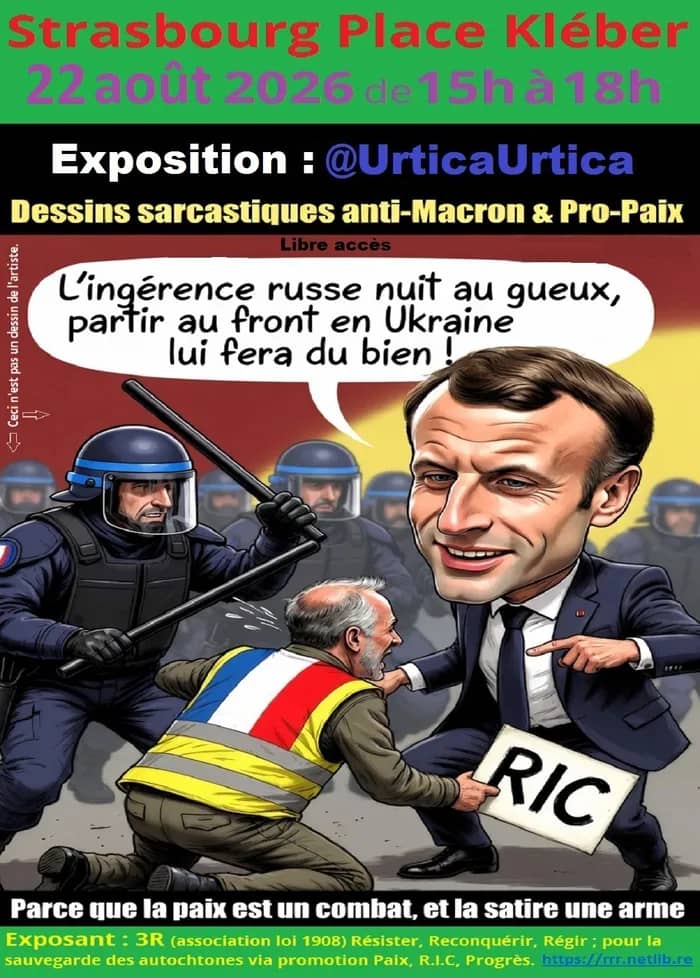 Illustration de l'événement : Expo @UrticaUrtica :"Artiste sarcastique envers les squatteurs à l’Élysée !"