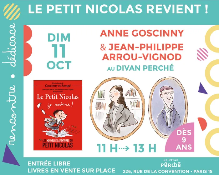 Illustration de l'événement : Jeunesse : Anne Goscinny et Jean-Philippe Arrou-Vignod dédicacent « Le Petit Nicolas, Je reviens ! »