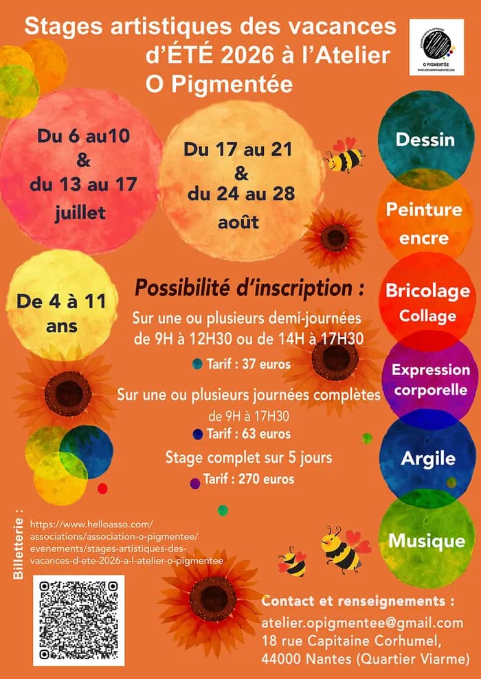 Illustration de l'événement : Stages artistiques des vacances d'été 2026 à l'Atelier O Pigmentée