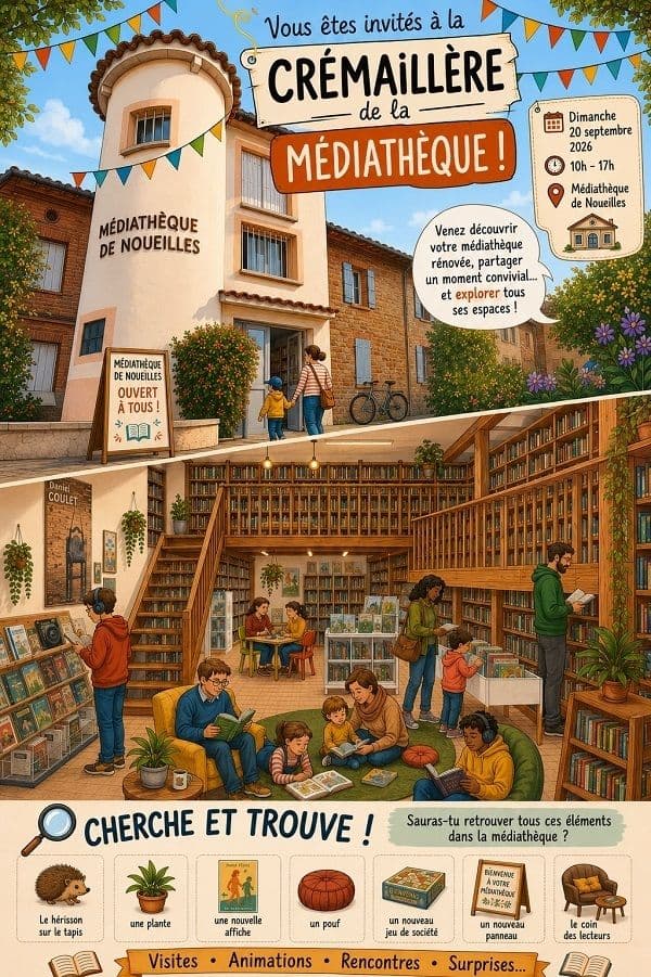 Illustration de l'événement : La Médiathèque de Noueilles pend la crémaillère !