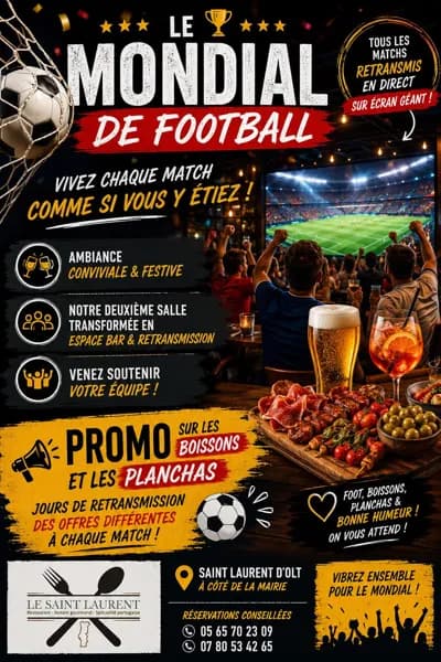 Illustration de l'événement : Le Mondial de football au bar-restaurant Saint Laurent