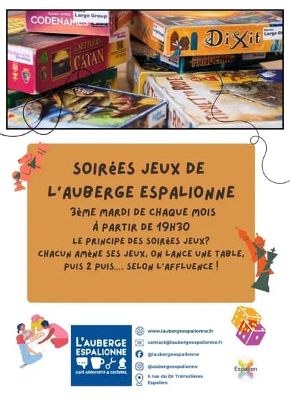 Illustration de l'événement : L'Auberge Espalionne - Soirée jeux