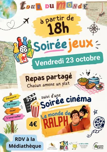 Illustration de l'événement : Tour du Monde : Soirée jeux et cinéma