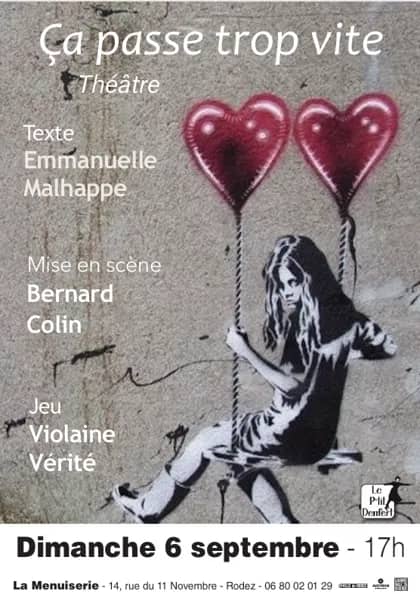 Illustration de l'événement : Pièce de théâtre " ça passe trop vite " à la Menuiserie