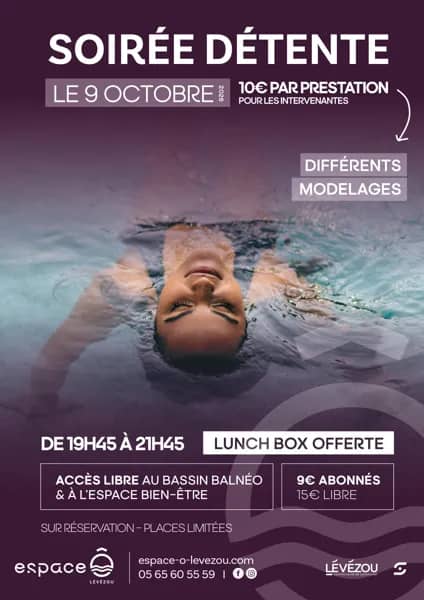 Illustration de l'événement : SOIRÉE DÉTENTE à la piscine O Lévézou