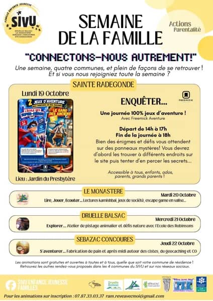 Illustration de l'événement : Semaine de la famille : "Connectons-nous autrement !" à Sainte-Radegonde