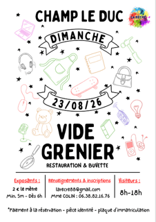Illustration de l'événement : Vide grenier Champ le Duc 2026