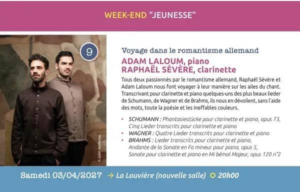 Illustration de l'événement : Concerts classiques Epinal - Adam Laloum piano et Raphaël Sévère clarinette