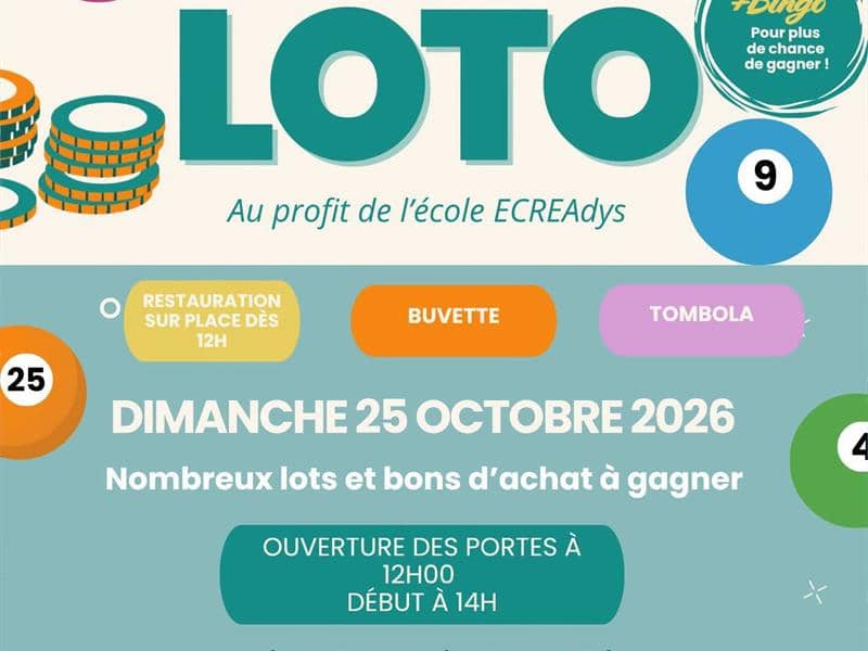 Illustration de l'événement : LOTO - Au profit de l'école ECREAdys