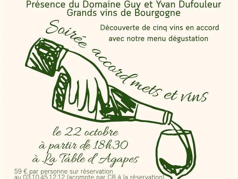 Illustration de l'événement : Soirée accord mets et vins - Les Agapes