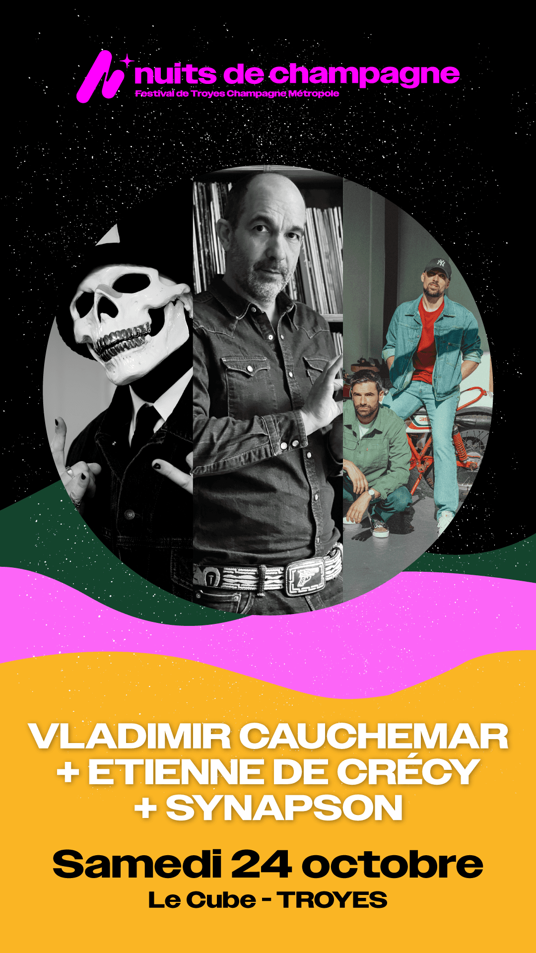 Illustration de l'événement : Vladimir Cauchemar + Etienne de Crécy + Synapson